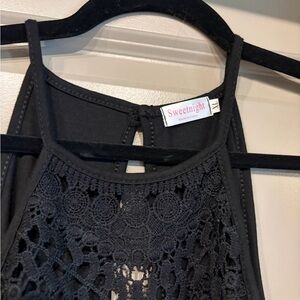 Sweetnight Black Crochet Halter Dress